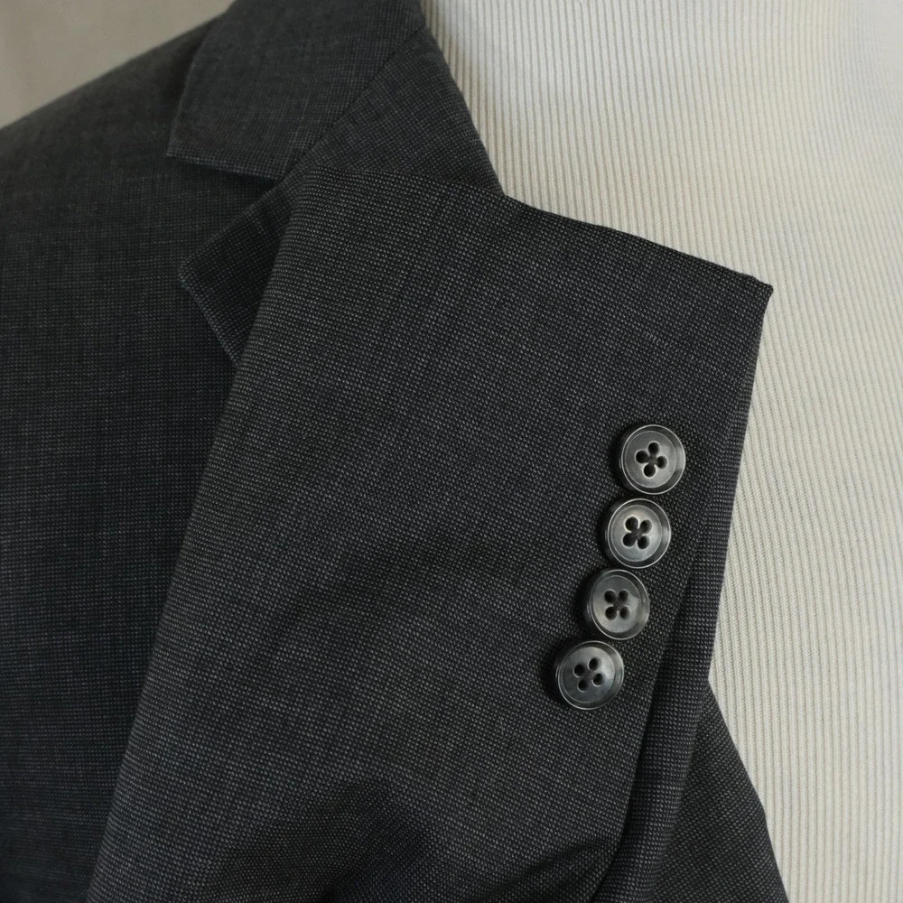 Jos. A. Bank 46R Slim Fit Suit 38x28 100% Wool Gray Two Button Double Vented